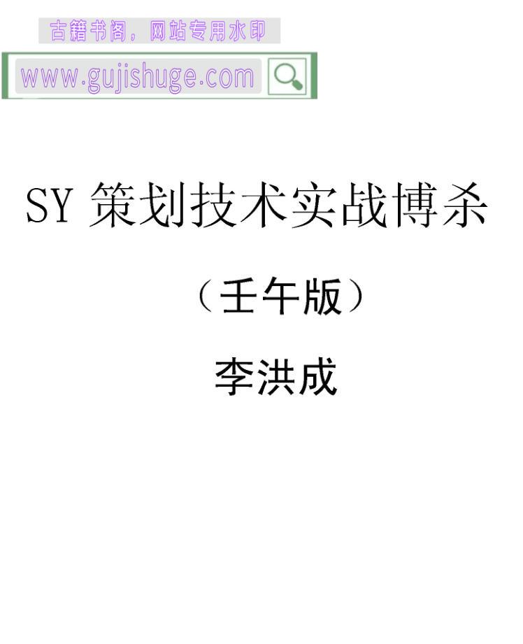 SY策划技术实战搏杀（壬午版）李洪成